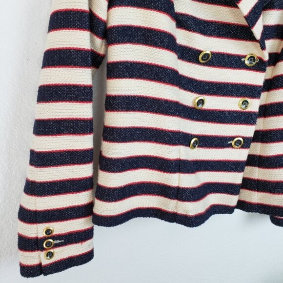 CAbi Collection Tweed Striped Nautical Blazer size 6 Sailor Preppy Pinup Twee - Picture 9 of 16